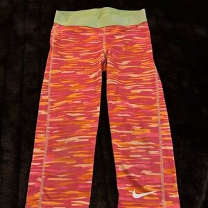Nike Girls' Pink, Orange & Yellow Camo Performance Leggings